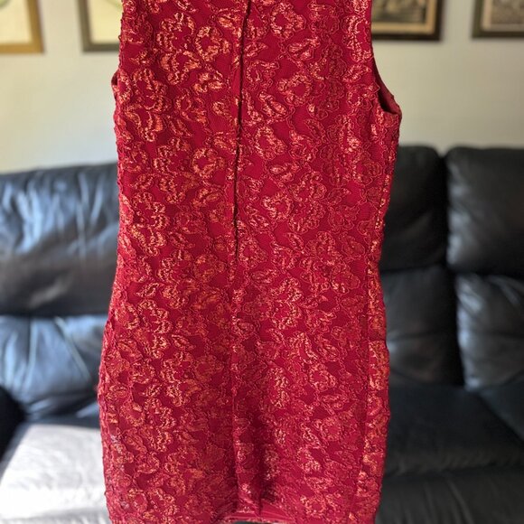 Scott McClintock Little Red Sparkle Lace Sleeveless Mini Dress - Picture 7 of 7